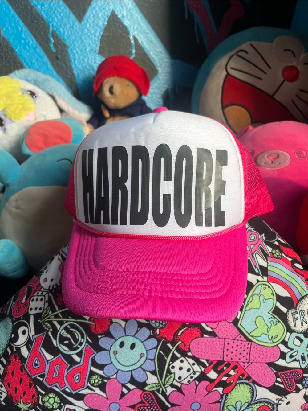 HARDCORE neon pink trucker cap
